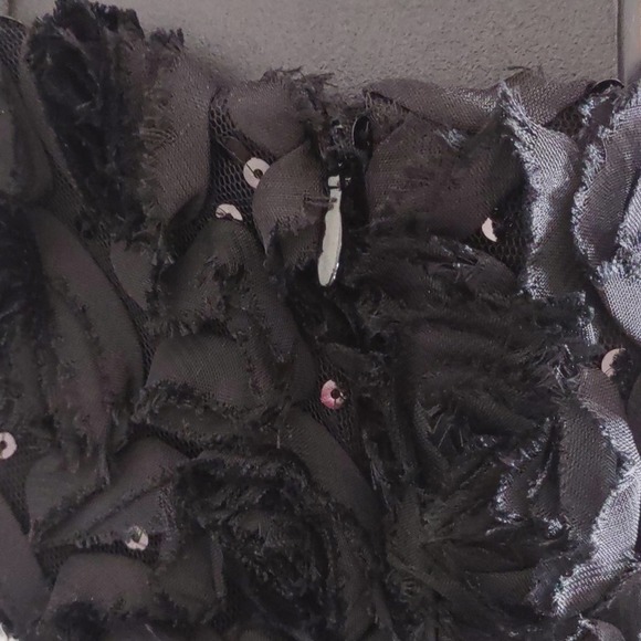 ABS Allen Schwartz APPLIQUE SEQUIN ONE SHOULDER DRESS Black 2 - Picture 9 of 12